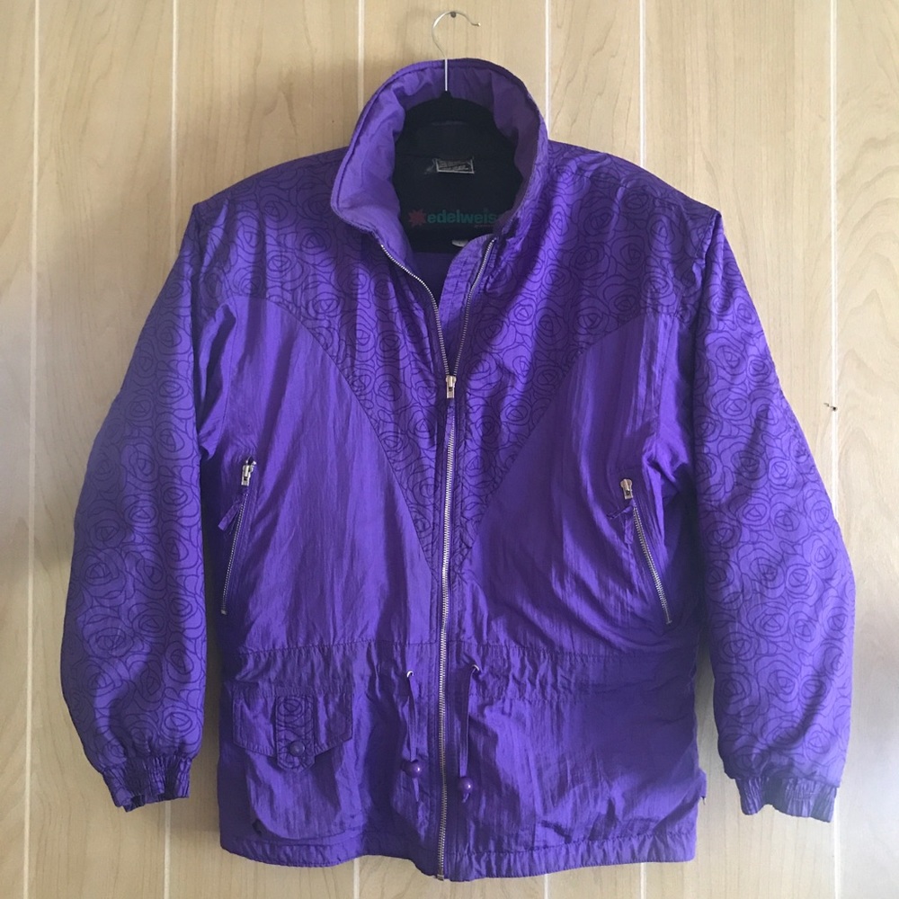 VTG Edelweiss Large Purple Drawstring Puff Jacket - Picture 1 of 11